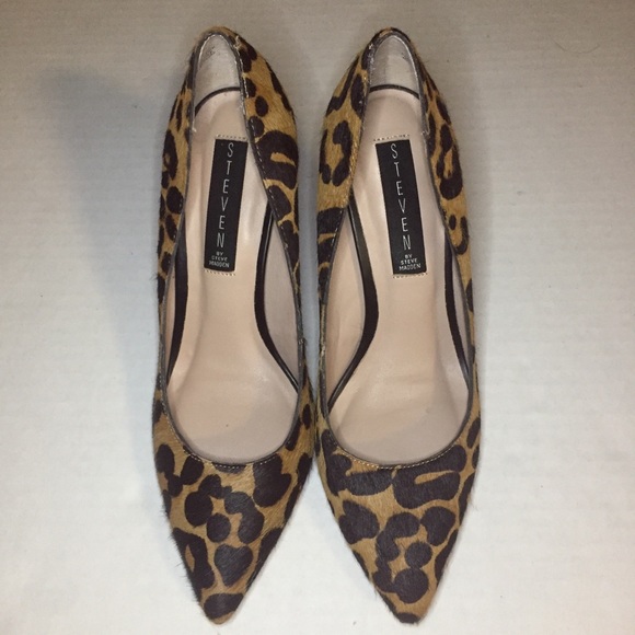 Steven By Steve Madden Calf Hair Leopard Pumps S/7 - Picture 11 of 11